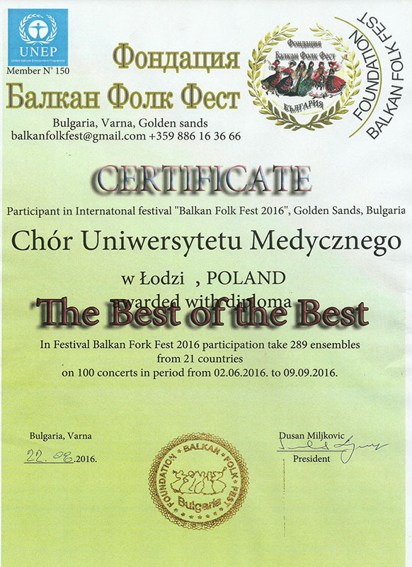certyfikat best of the best chor um