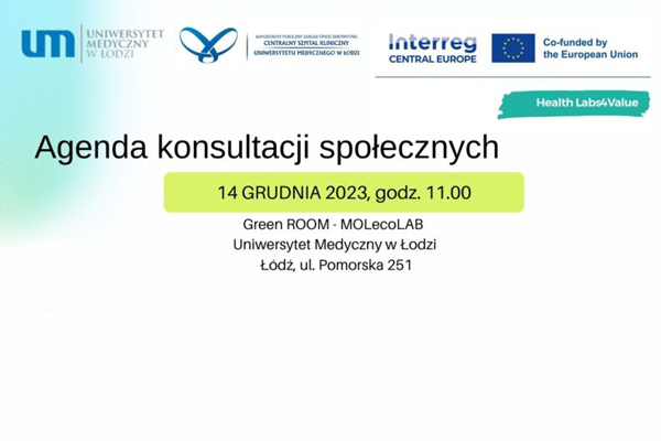 Zapraszamy na kosultacje społeczne procesu wdrażania innowacji w placówkach ochrony zdrowia – 14.12.2023 MOLecoLAB